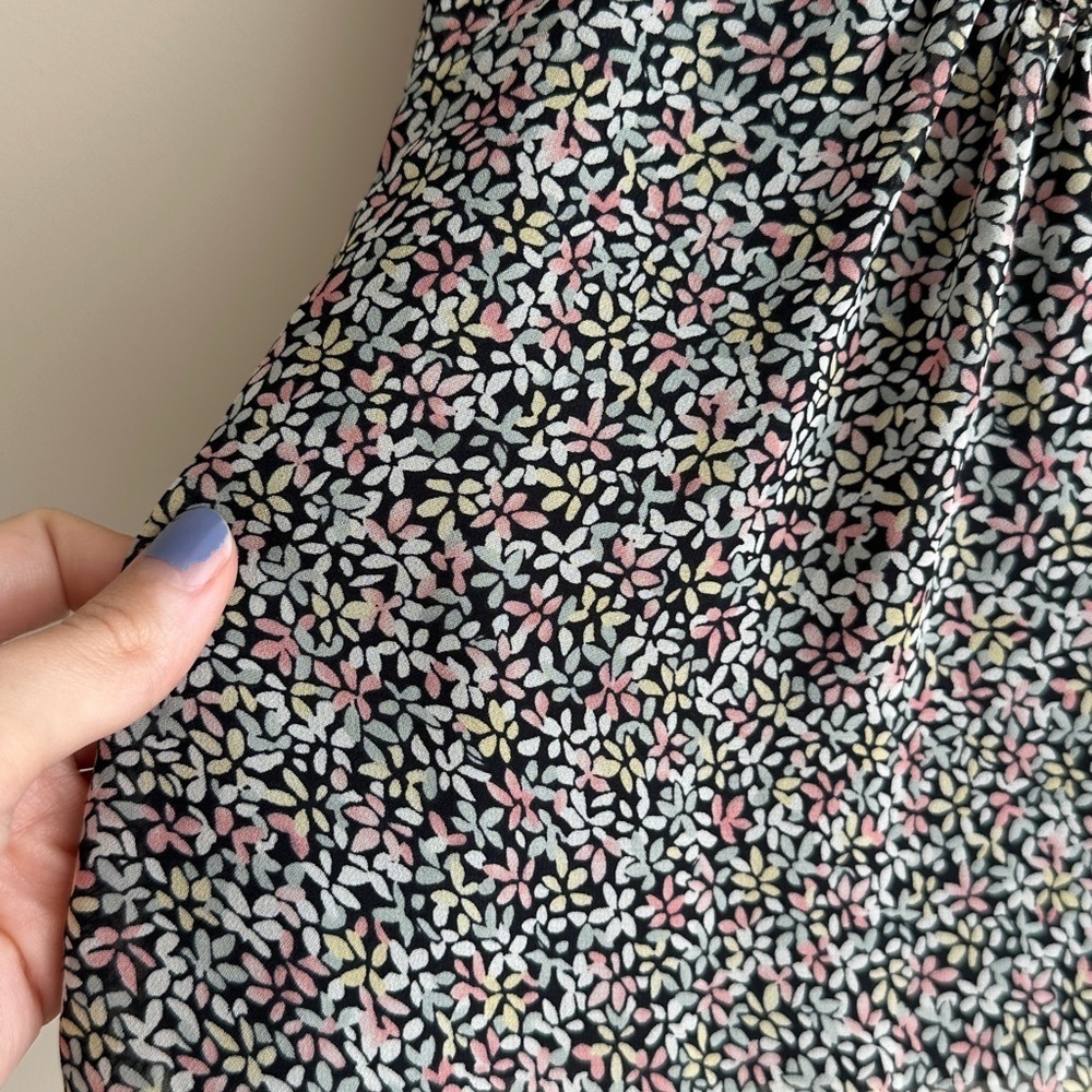 Nine West Floral Button Down Blouse, Multicolor Ribbon Tie Top, Size 6 - Picture 13 of 16